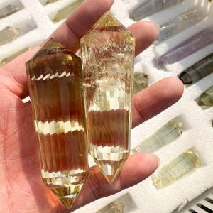 Kristal Vogel Tibet Alami Ukiran Tangan Dua Sisi Kristal Citrine Penyembuhan Tongkat Kuarsa Berujung Ganda - Product Image 4