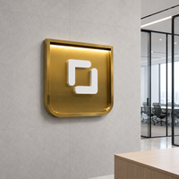 Papan Tanda Logo 3D Logam Kustom dari Baja Anti Karat Titanium Brushed untuk Dekorasi Dinding Merek di Gedung Kantor, Toko, Penggunaan Dalam/Luar Ruangan