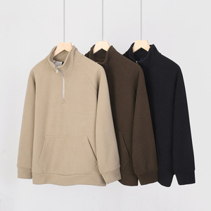 Produttori di abbigliamento personalizzato 520 grammi <span class=keywords><strong>felpa</strong></span> con collo alto mezza <span class=keywords><strong>zip</strong></span> autunno e inverno larga Casual Top a maniche lunghe da <span class=keywords><strong>uomo</strong></span> - Product Image 2