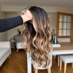 Parrucca Frontale in Pizzo di Capelli Umani Europei Premium, con Attaccatura Naturale, Bionda con Mèches, Trasparente, per Donne Bianche - Product Image 5