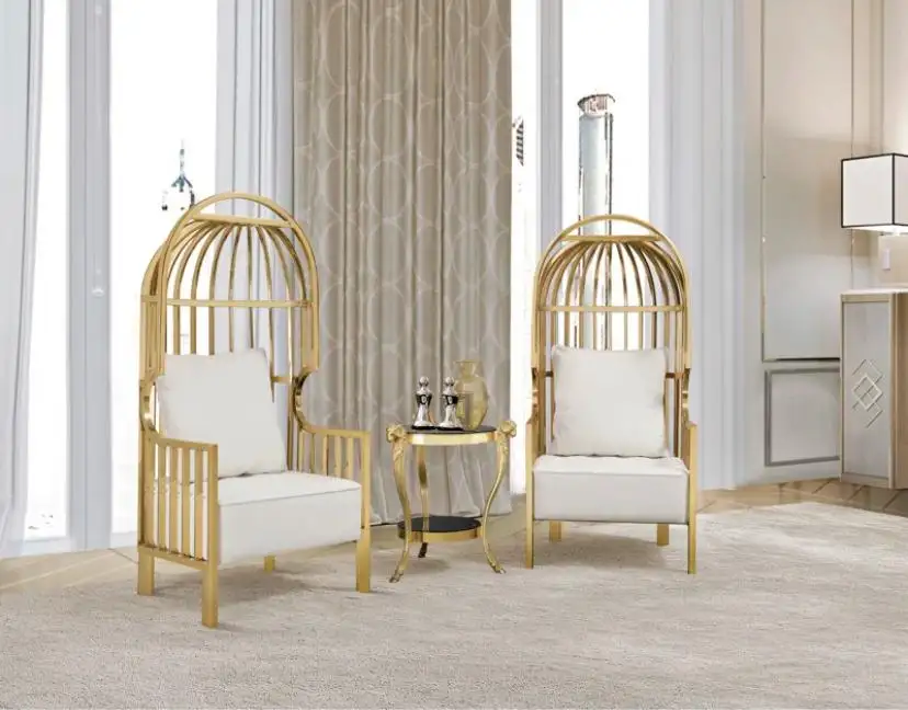 結婚式の装飾のための高品質の鳥かごステンレス鋼の椅子シングルチェアダブルチェアのラブシート