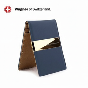 Portasoldi da uomo in pelle di vacchetta con fermasoldi in pelle di vacchetta con porta biglietti da visita in pelle di vacchetta naturale - Product Image 1