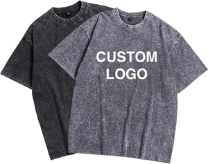 High Quality 250gsm Heavyweight Cotton Acid Washed T Shirt Custom Logo Private Label Oversized Vintage Streetwear Tee - Product Image 4
