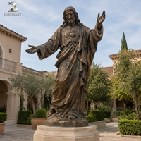 Statue de Jésus en bronze, sculpture religieuse du Sacré-Cœur, taille réelle, décoration d'art catholique chrétien pour l'extérieur, l'église, le jardin