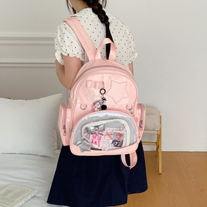 Mochila Ita Personalizada Estilo Lolita Kawaii Anime Escolar con Diseño de Bolsillo Transparente, Adorno de Lazo con Estrella en Relieve y Espacio para Exhibición de Pins - Product Image 3