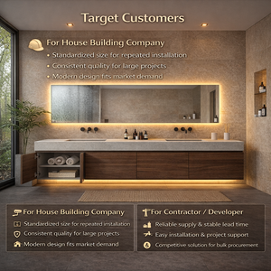Mueble Flotante de Lujo para Baño Principal, Mueble de Baño con Doble Lavabo y Espejo para Hotel - Product Image 6