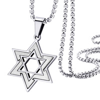 Bijoux de mode, collier en acier inoxydable, étoile de David, pendentif hexagramme juif multicolore, chaîne à maillons anti-ternissement, unisexe