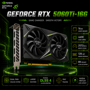 การ์ดจอ RTX 5060Ti 16GB GDDR5 256Bit Non-LHR ประสิทธิภาพสูง พัดลมคู่ สำหรับแล็ปท็อปเล่นเกม รองรับ 4K ภาพคมชัด ประสิทธิภาพสูง - Product Image 1