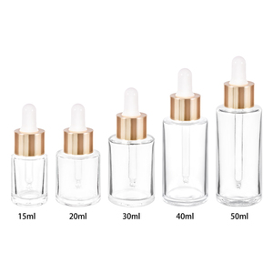 Botellas de Vidrio con Gotero Cilíndricas de 15ml 20ml 30ml 40ml 50ml, Personalizadas, Transparentes, Vacías, <span class=keywords><strong>para</strong></span> Envasado de Cosméticos, Sueros Faciales y Aceites <span class=keywords><strong>para</strong></span> el Cuidado de la Piel - Product Image 1