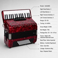 Accordéon portable 34 touches 60 basses avec interrupteurs de registre et sac de transport, instrument de musique pour la pratique et les petites performances