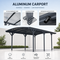 Abri de voiture en aluminium avec toit en polycarbonate traité anti-UV, abri de stationnement pour véhicules, durée de vie de 30 ans