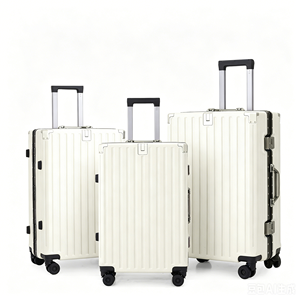 Ensemble de bagages tendance vert menthe en aluminium à 4 roues, 3 pièces avec crochet, valises rigides, sacs de voyage à roulettes, vente en gros, légers - Product Image 3