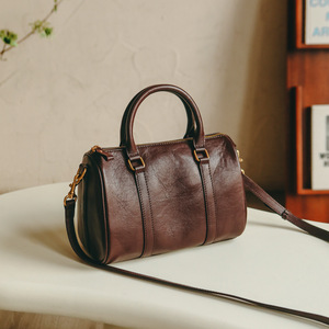 Sac à main Boston en cuir de vachette pleine fleur grande capacité décontracté pour femme - Product Image 3