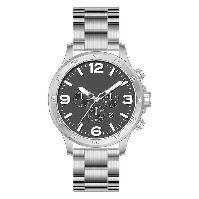 China OEM Luxury Fashion Coin Chronograph Watch Men Quartz Glass Japanese SEIKO Movement Black Stainless Steel Pointer