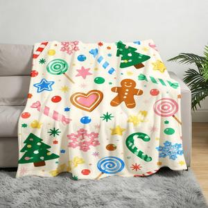 Christmas Snowman Christmas Tree Reindeer Flannel <b>Blanket</b> Throw <b>Blanket</b> Nap <b>Blanket</b> Festive Winter Warm Cozy Warm Super Soft - Product Image 2