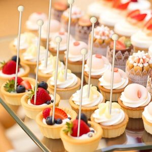 Wooden Fruit <b>Skewers</b> Small Disposable Party Cake Dessert Stirrers White Color - Product Image 2