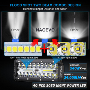 Barre lumineuse de travail LED clignotante NAO 12V 24V 6500k blanche 240W 7 pouces IP68 étanche pour Land Cruiser, voiture, camion, VTT, UTV - Product Image 4