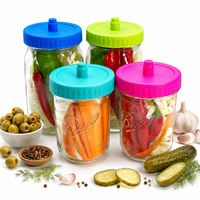 Kit de bocaux de fermentation en verre à large ouverture Yongli avec couvercles de fermentation en plastique et poignée pour choucroute, kimchi, cornichons