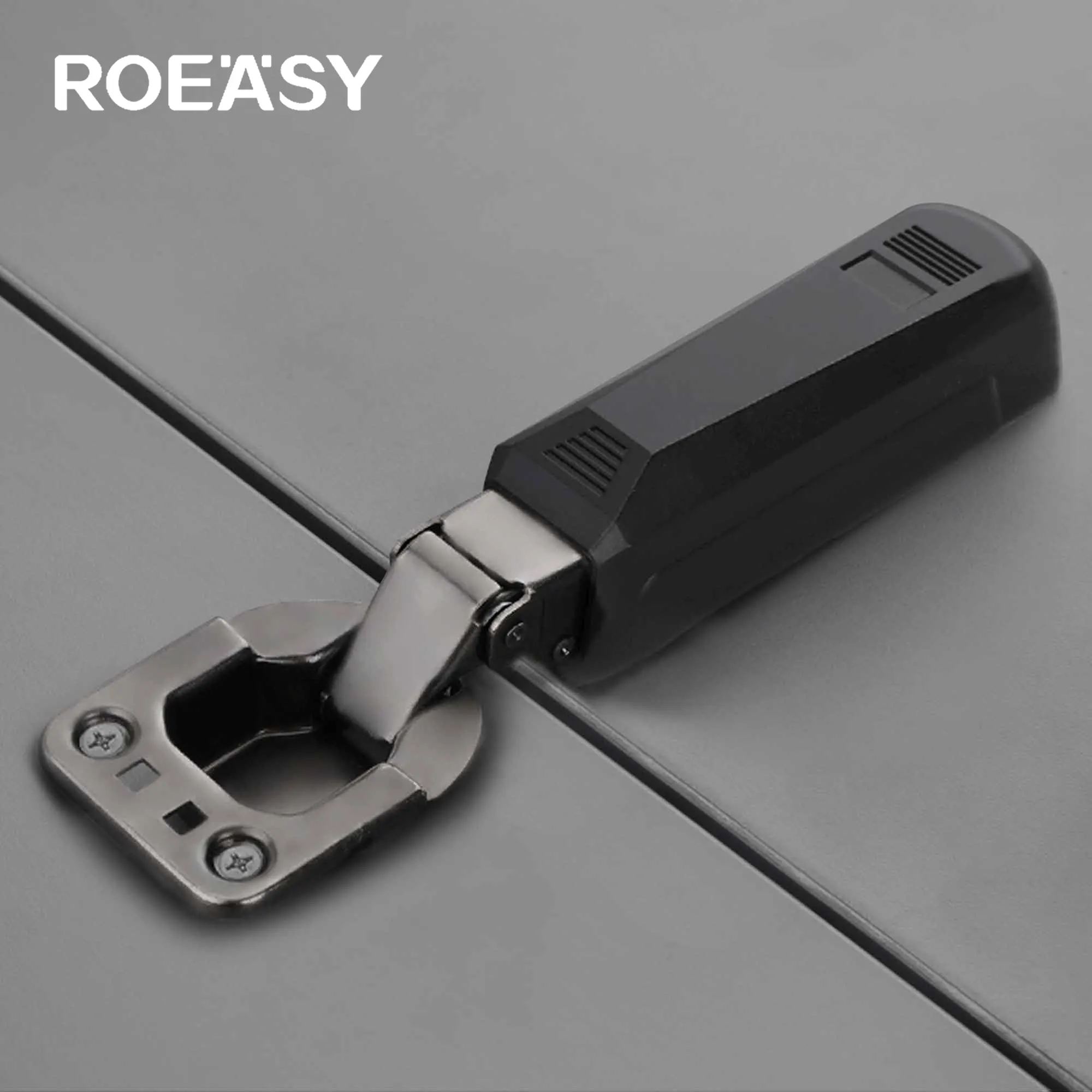 ROEASY novo design dobradiça linha reta shell plástico destacável 3d ajustável hidráulica porta do armário dobradiça com tampa