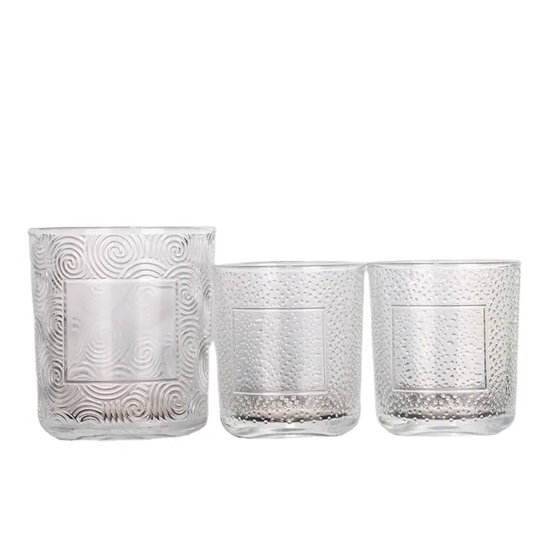 wholesale 240ml 400ml candle holders lanterns and Transparent carving candle jars for Christmas