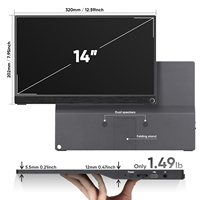 Monitor Portátil de 14 Pulgadas 4K IPS, Delgado y Ligero, DCI-P3 100% Color, Doble USB C HD, Pantalla para Juegos con Altavoz, para Viajes y Portátiles
