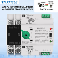 Inverseur solaire photovoltaïque mini ATS sur rail DIN, double alimentation, commutateurs de transfert automatique, alimentation ininterrompue 2P 63A 100A 125A