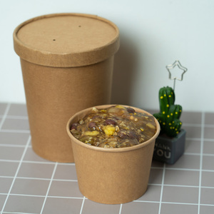 Monouso Porridge 26Oz Kraft zuppa tazza con coperchio secchio di carta Porridge mestiere ciotola di carta con coperchio - Product Image 3