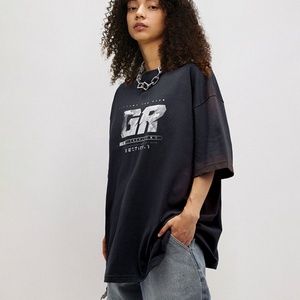 T-shirt décontracté personnalisé rétro tendance d'été à manches courtes et col rond, imprimé en sérigraphie, 100 % coton, pour hommes et femmes - Product Image 6