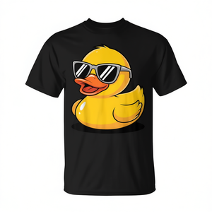T-shirt en caoutchouc avec motif canard et lunettes de soleil, noir, vêtements décontractés pour hommes - Product Image 2