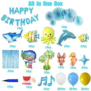 Inflatable Shine Balloon Decoration Set Kids Baby Boy 1st Birthday Party Supplies