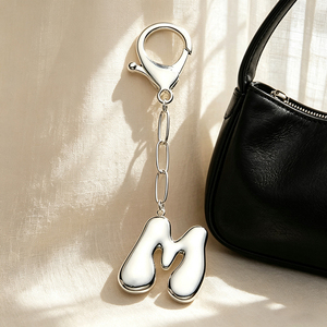 Silver Initial <b>T</b> Keychain, Letter Alphabet Charm, Polished Metal <b>Key</b> Ring for Personalized Gift & Bag Accessory - Product Image 6