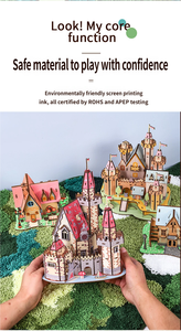 Jeu de construction de maison en bois DIY avec des thèmes de château et de manoir, conçu pour inspirer l'imagination, la créativité et le jeu pratique - Product Image 3