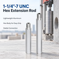 Tige d'extension hexagonale professionnelle en aluminium 1-1/4"-7 UNC légère, résistante à la corrosion, pour perçage de carottage diamanté dans le béton