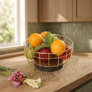 Corbeille à fruits ronde moderne en métal, conteneur de rangement 203 mm, support alimentaire de cuisine durable, conception soudée à un seul niveau - Product Image 3