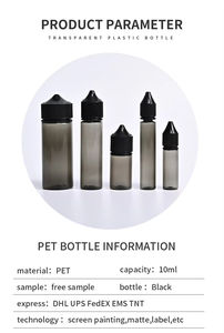 Vente en gros de flacons d'huile essentielle noire pour soins de la peau de 30ml flacons de gouttes de jus vides en plastique pour les yeux avec compte-gouttes - Product Image 2