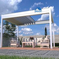 Pergola rétractable extérieure en aluminium électrique, résistante au vent et durable, système Magic