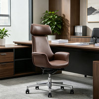 Chaise de bureau de direction ergonomique en cuir PU de luxe, réglable, pour longues sessions de travail, modèle Brown Directors Boss.