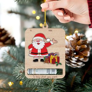 Figurines artisanales écologiques en bois de Père Noël, bonhomme de neige et sapin de Noël pour la décoration de la maison pour le Nouvel An et Noël - Product Image 4