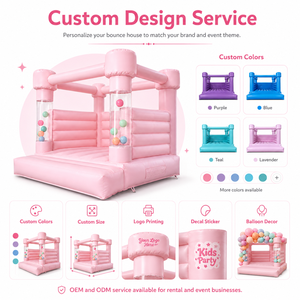 Château gonflable rose personnalisé pour événements commerciaux, location de château gonflable pour fêtes d'anniversaire d'enfants, événements en plein air - Product Image 2