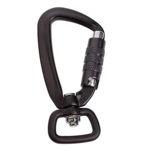 Auto Self Locking D Shape Carabiner With Swivel Ring Camping Spring Snap Hook