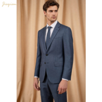 Setelan Jas Pria 2 Potong Bahan Campuran Wol Berkualitas Tinggi Warna Abu-Abu Mewah, Slim Fit, Model Italia, untuk Bisnis dan Pernikahan
