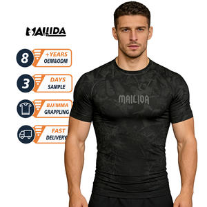 Rash Guard <span class=keywords><strong>BJJ</strong></span> a Maniche Corte con Logo Personalizzato, Senza Gi, per Grappling e Jiu Jitsu, Prezzo di Fabbrica - Product Image 1