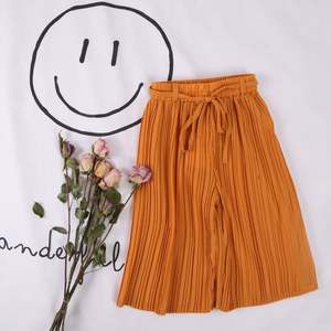 กางเกงชีฟองสีพื้นเอวสูงทรงขากว้างสำหรับเด็กจากโรงงานจีน - Product Image 4