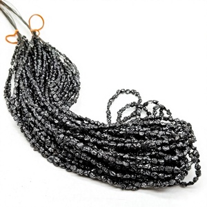 Perles de diamant brut noir naturel non taillé, 3-4 mm, copeaux de diamant brut, brin de 16 pouces pour la fabrication de bijoux, prix de gros - Product Image 1