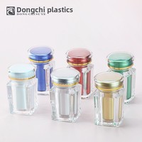 Flacon d'emballage médicinal en plastique acrylique transparent de qualité alimentaire 30 ml, conteneur carré pour capsules et comprimés, double couche à vis