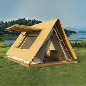 Glamping lüks Safari kum bankası piknik üçgen ahşap açık kamp çadırı