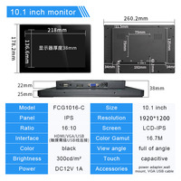 Panel Monitor Layar Sentuh 10.1 Inci 1920*1200/1280*800 VESA Wall Mount Tahan Air Open Frame dengan Input VGA USB dan Speaker Terintegrasi