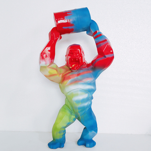 Recién llegados arte pop Interior Exterior decoración del hogar fibra de vidrio pintado Graffiti gorila orangután King <span class=keywords><strong>Kong</strong></span> estatua escultura - Product Image 3