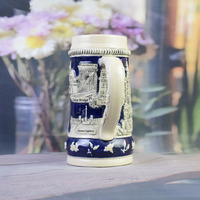 Chope à bière classique en porcelaine de Budapest, Hongrie - 750 ml, compatible lave-vaisselle, souvenir emblématique du Parlement/Pont de la Chaîne