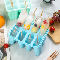 Moule à sucettes glacées carré à 8 cavités avec logo personnalisé, 100 % silicone de qualité alimentaire avec couvercle sans BPA, anti-fuite, pour la fabrication de glaces maison, OEM